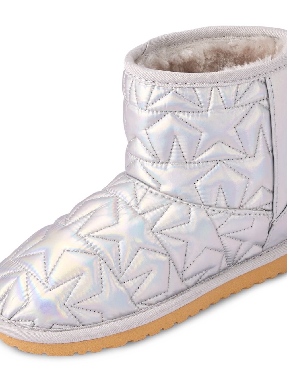NWT The Children's Place Girls Silver Holographic Star Chalet Boots Size 11